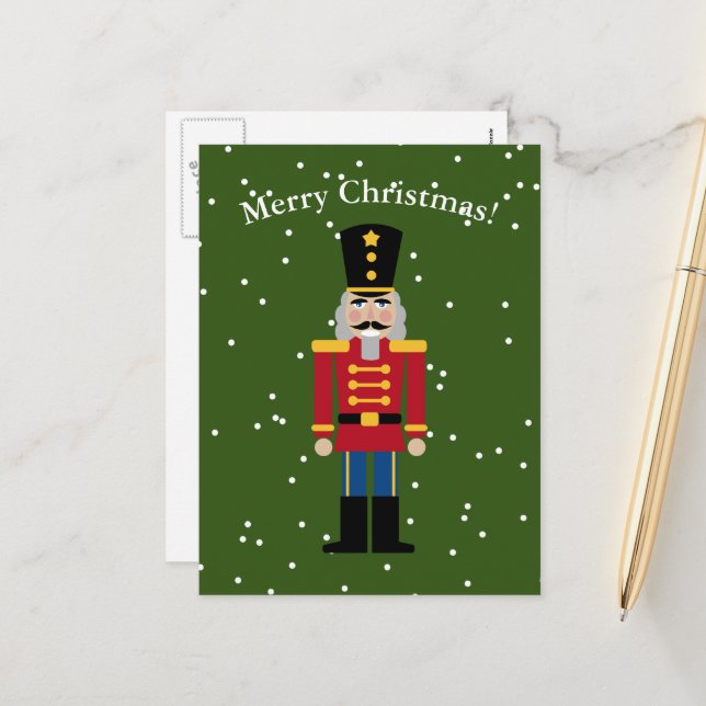 Cute nutcracker illustration Christmas postcards (Front/Back In Situ)