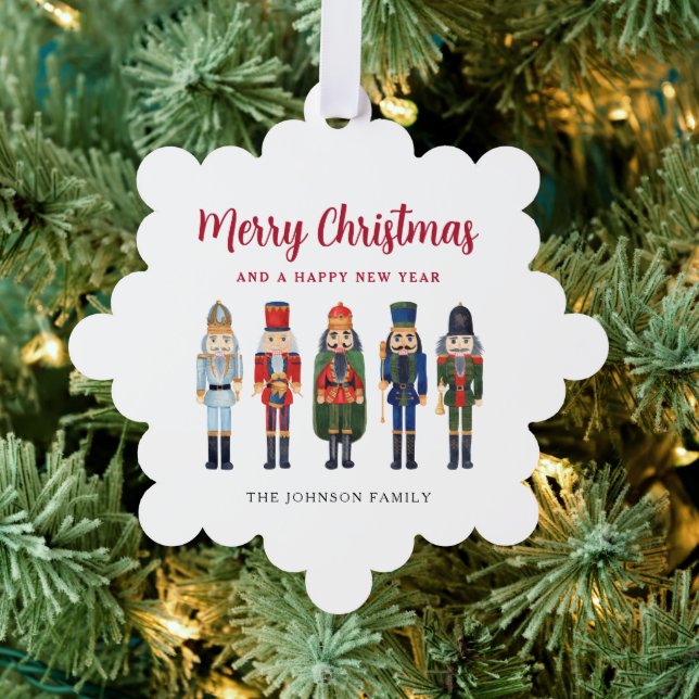 Cute Nutcracker Merry Christmas Snowflake Tree Decoration Card (Insitu (Tree))
