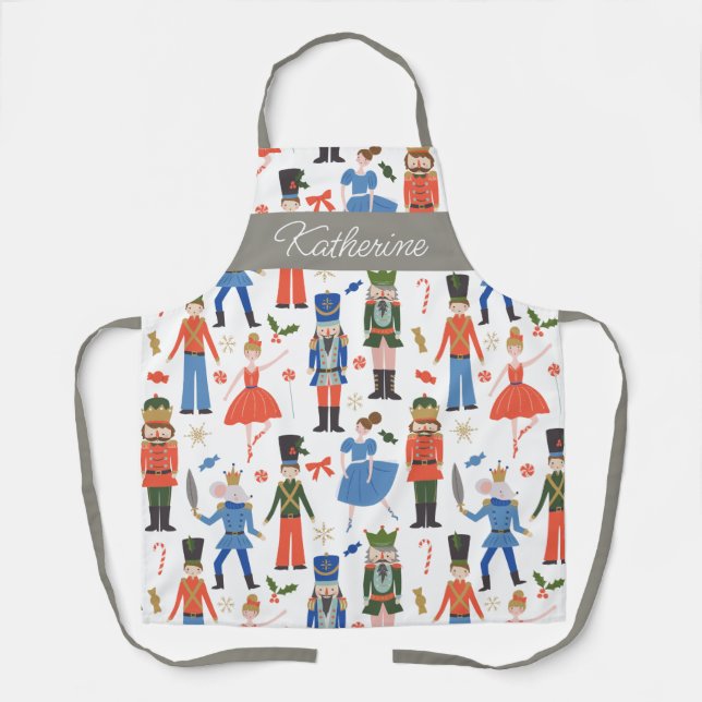 Cute Nutcracker Personalised Christmas Apron (Front)