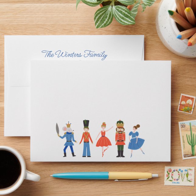 Cute Nutcracker Personalised Christmas Envelope (Desk)