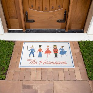 Cute Nutcracker Personalized Christmas Doormat
