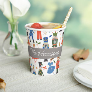 Cute Nutcracker Personalized Christmas Paper Cups
