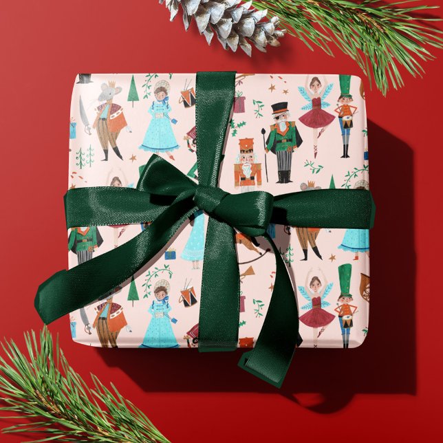 Cute Nutcracker Pink Christmas Holiday Wrapping Paper (Cute Nutcracker Pink Christmas Holiday Wrapping Paper)