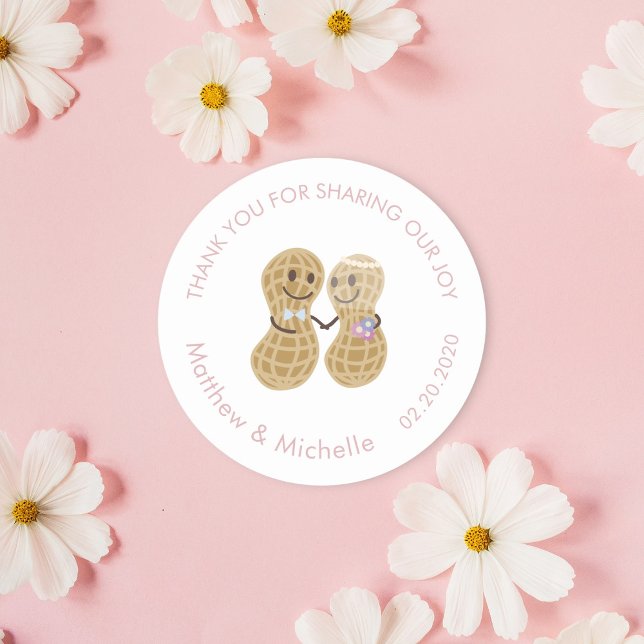 Cute Nuts About Each Other Wedding Thank You Favou Classic Round Sticker (Creator Uploaded)