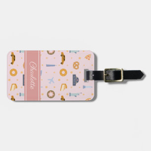Cute NYC pattern pink custom Name  Luggage Tag