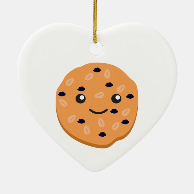 Cute Oatmeal Raisin Cookie Ceramic Tree Decoration (Back)