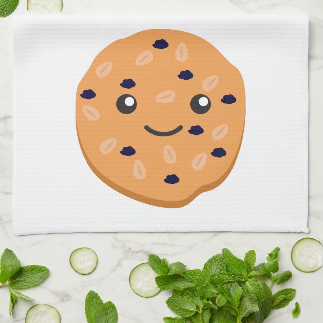Cute Oatmeal Raisin Cookie Tea Towel (Folded)