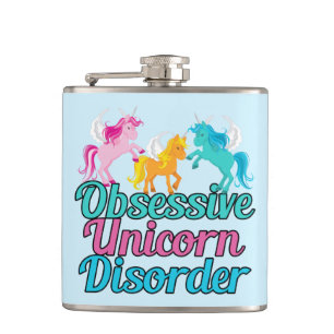 Cute Obsessive Unicorn Disorder Hip Flask