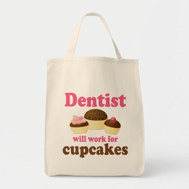 Cute Occupation Chocolate Cupcakes Dentist Tote Bag (Front)
