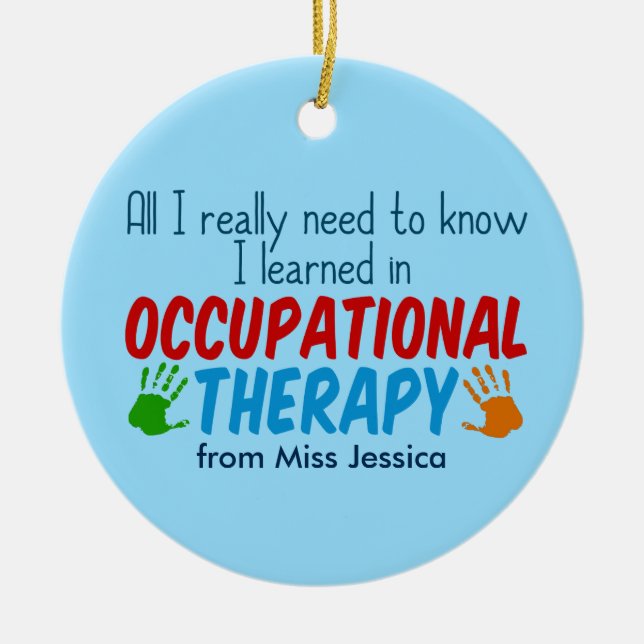 Cute Occupational Therapist Custom Christmas Ceramic Tree Decoration (Front)