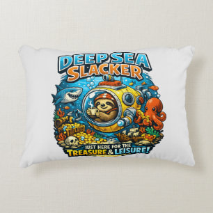 Cute Ocean Adventure Humor, Funny Sloth Diving art Decorative Cushion