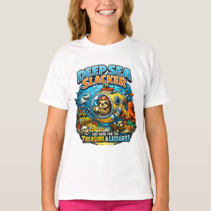 Cute Ocean Adventure Humor, Funny Sloth Diving art T-Shirt