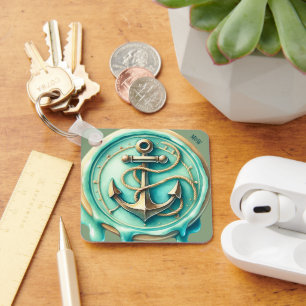 Cute Ocean Anchor Personalised Key Ring