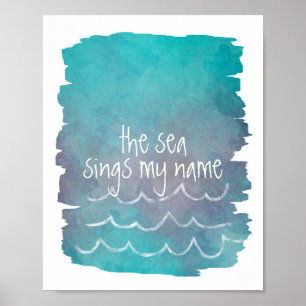 cute ocean and sky quote posterblue watercolor poster