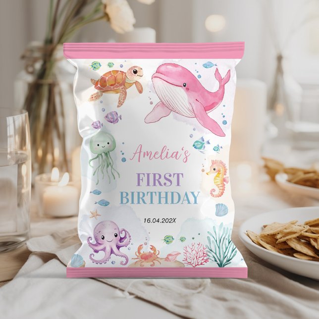 Cute Ocean Animals Birthday Chip Bag Wrapper (Creator Uploaded)