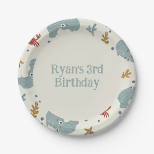 Cute Ocean Animals Birthday Party Cake Paper Plate