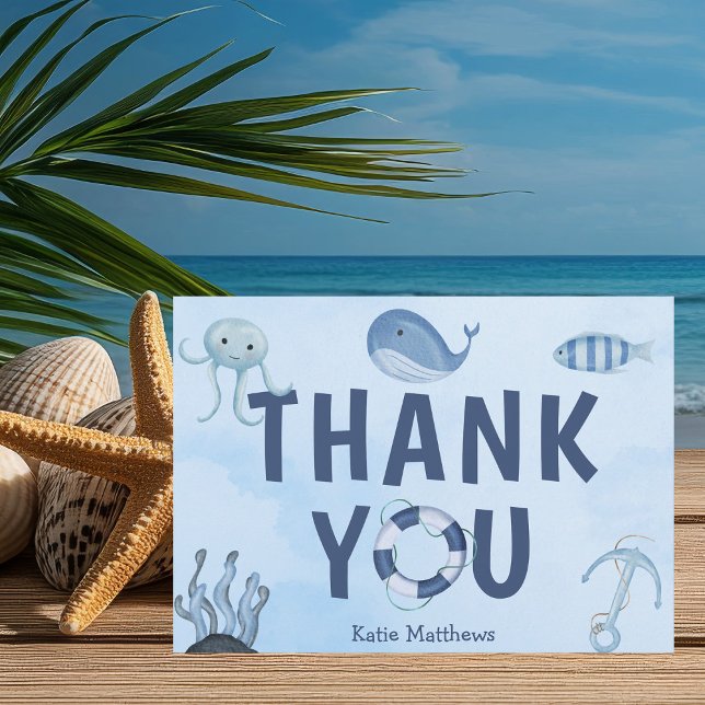 Cute Ocean Animals Coastal Baby Shower Thank You Card (Creator Uploaded)