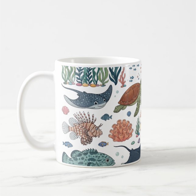 Cute Ocean Animals Coffee Mug (Left)