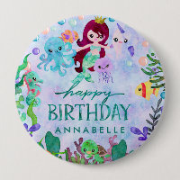 Cute Ocean Animals Mermaid Theme Happy Birthday