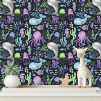 Cute Ocean Animals Nursery Peel and Stick