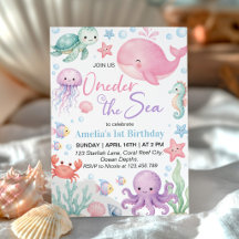 Cute Ocean Animals Oneder The Sea Birthday