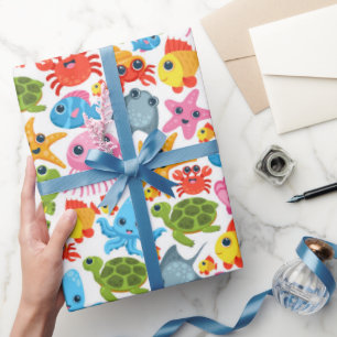 Cute ocean animals pattern party wrapping paper