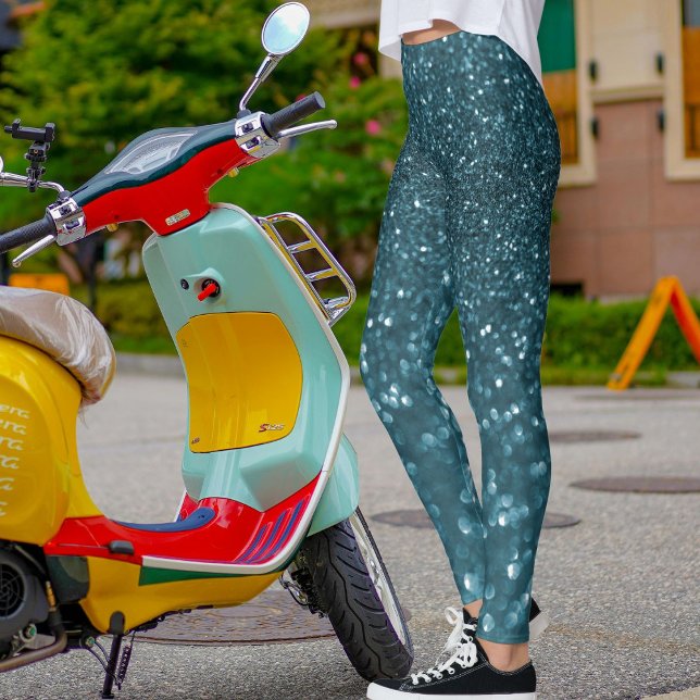 Cute Ocean Blue Glitter Texture Christmas Gym Gift Leggings (Creator Uploaded)