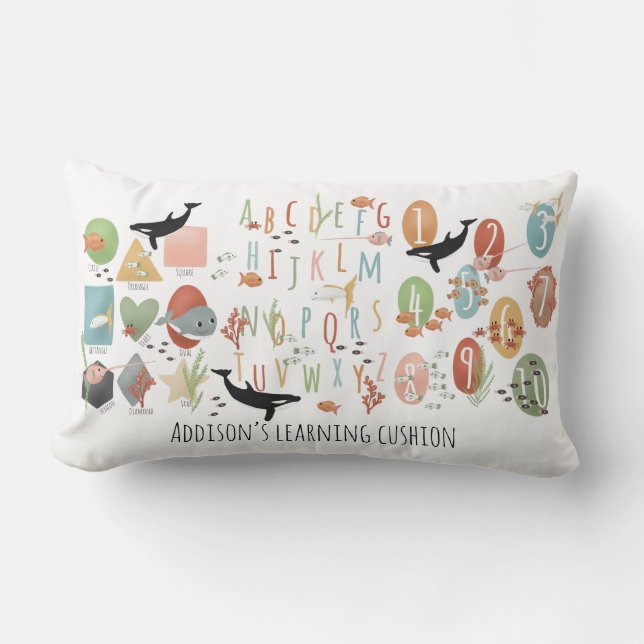 Cute Ocean Early Learning Educational ABC Kids Lumbar Cushion (Front)