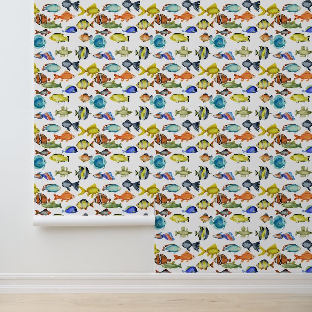 Cute ocean fish lovers tiled pattern wallpaper (Application)