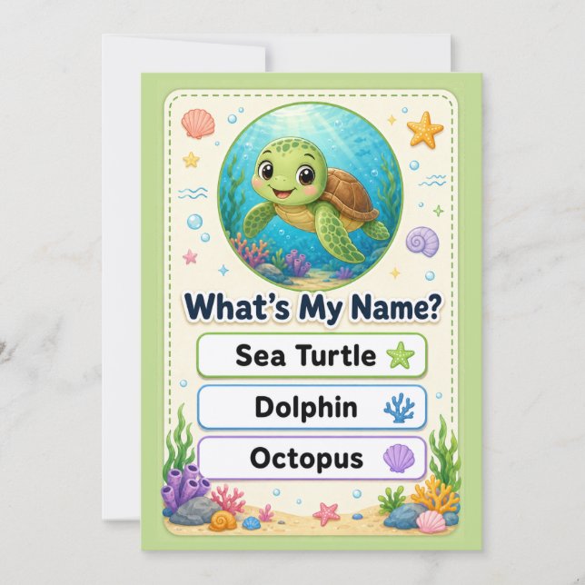 cute ocean flashcard thank you card (Front)
