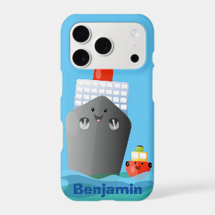 Cute ocean liner ship tug cartoon illustration
