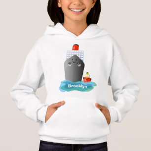 Cute ocean liner ship tug cartoon illustration