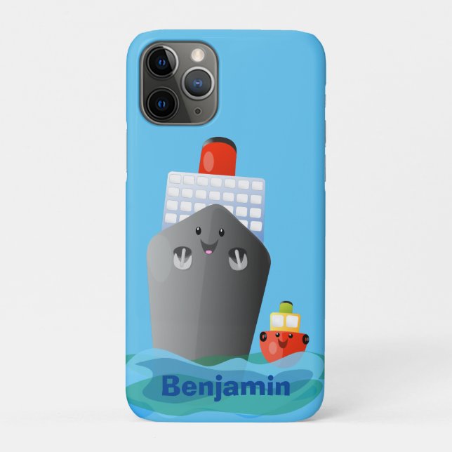 Cute ocean liner ship tug cartoon illustration Case-Mate iPhone case (Back)