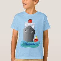 Cute ocean liner ship tug cartoon illustration