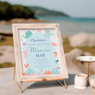Cute Ocean Pastel Mum-osa Bar Baby Shower Sign