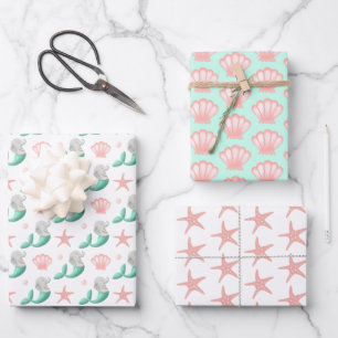 Cute Ocean Pattern Wrapping Paper Sheet