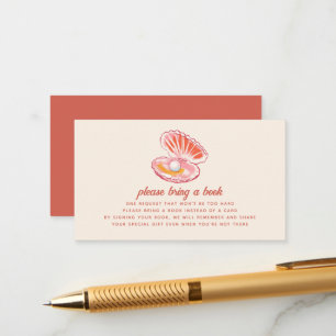 Cute Ocean Pearl Book Request Girl Baby Shower Enclosure Card