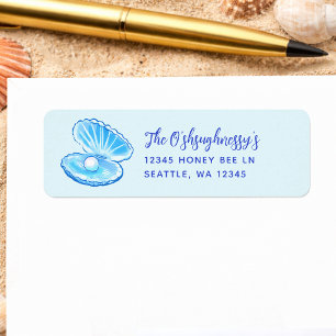 Cute Ocean Pearl Boy Baby Shower Return Address