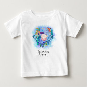 Cute Ocean Sea Animals Colourful Leaves Baby T-Shirt