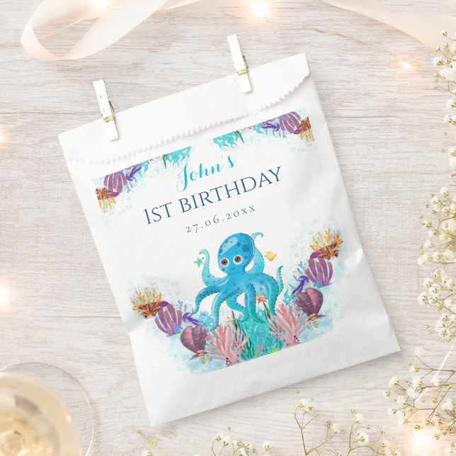 Cute Ocean Sea baby Octopus Baby Shower Party Favo Favour Bags (Clipped)
