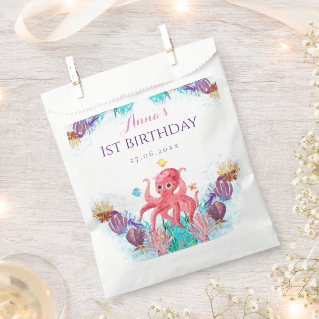 Cute Ocean Sea baby Octopus Baby Shower Party Favour Bags (Clipped)
