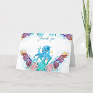 Cute Ocean Sea baby Octopus colourful  Thank You C Card
