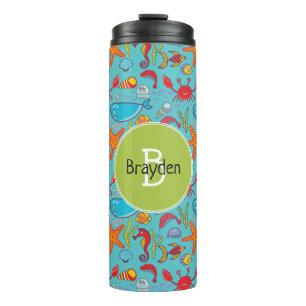 Cute Ocean Sea Life Fish Pattern Personalised Thermal Tumbler
