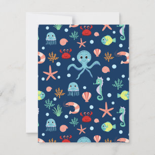 Cute Ocean Sea Life Pattern Announcement