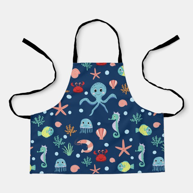 Cute Ocean Sea Life Pattern Apron (Front)