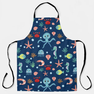 Cute Ocean Sea Life Pattern Apron