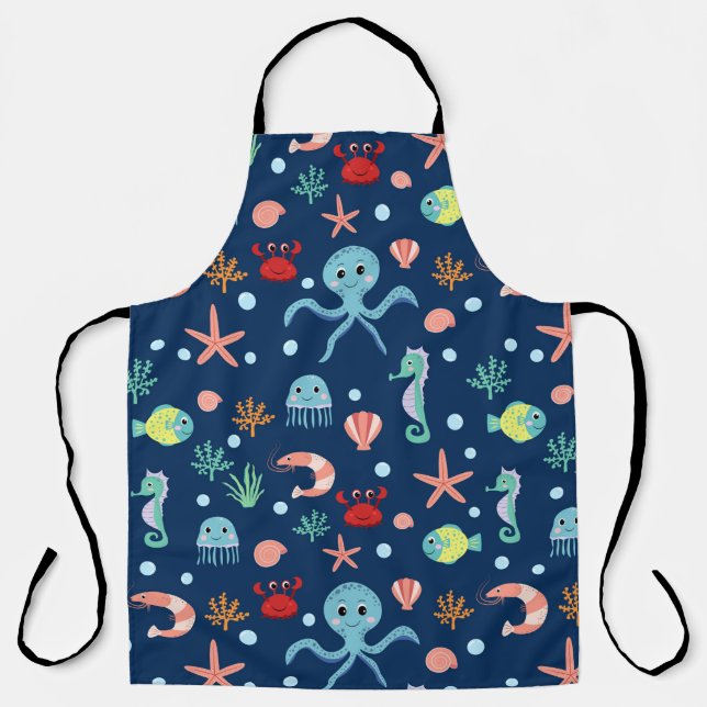 Cute Ocean Sea Life Pattern Apron (Front)
