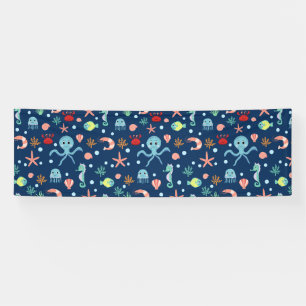 Cute Ocean Sea Life Pattern Banner