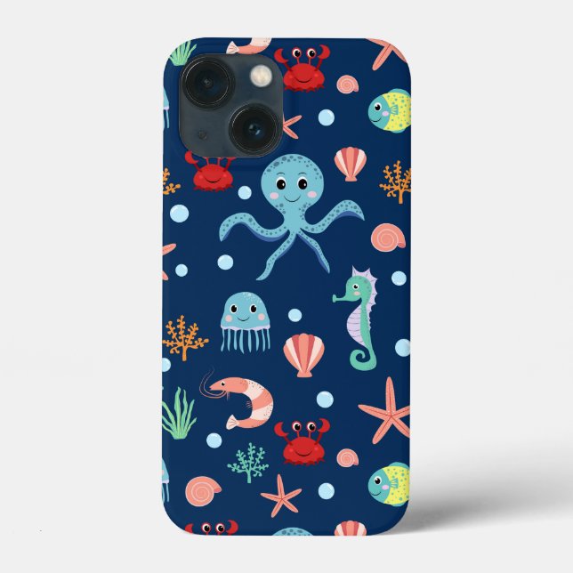 Cute Ocean Sea Life Pattern Case-Mate iPhone Case (Back)