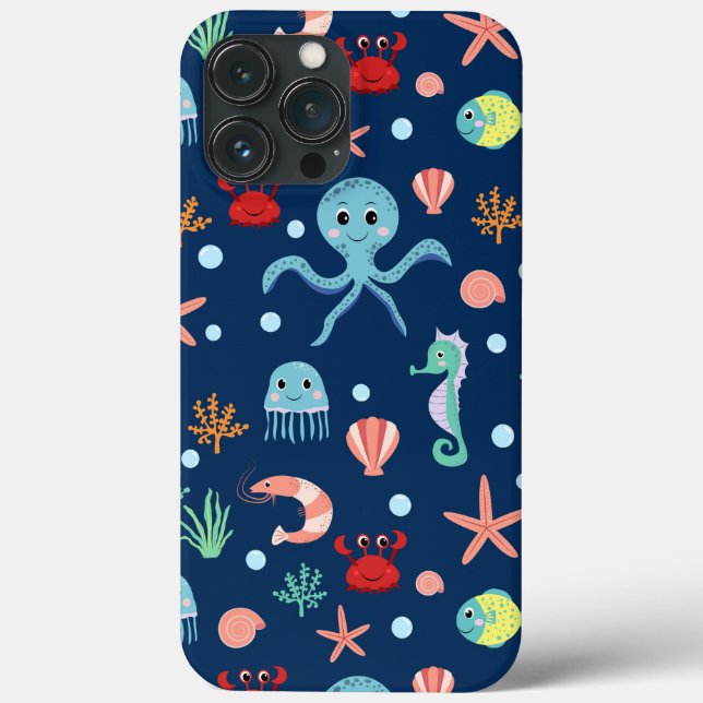 Cute Ocean Sea Life Pattern Case-Mate iPhone Case (Back)